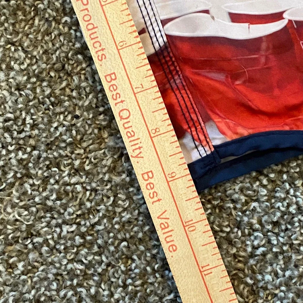 O'Neill Board‎ Shorts Mens Red White Blue 31 Solo Cup Flag Print Swim Trunks